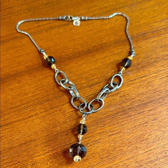 Beautiful Vintage Silpada 925 Sterling Silver Smoky Quartz & Citrine Necklace - Picture 3 of 13